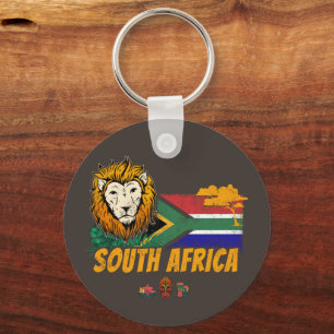 Chaveiro África do Sul Vintage Lion Flag Safari Souvenir