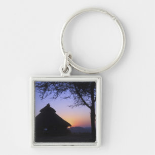 Chaveiro África, Etiópia, região do rio Omo, Pôr do sol sob