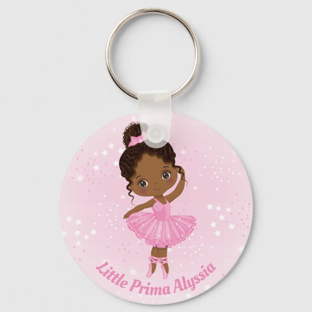 Chaveiro African American Ballerina Personalized Keychain (Frente)