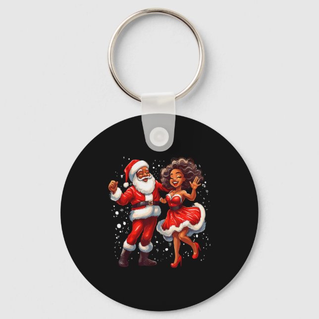 Chaveiro African American Christmas African Santa Mrs Claus (Frente)