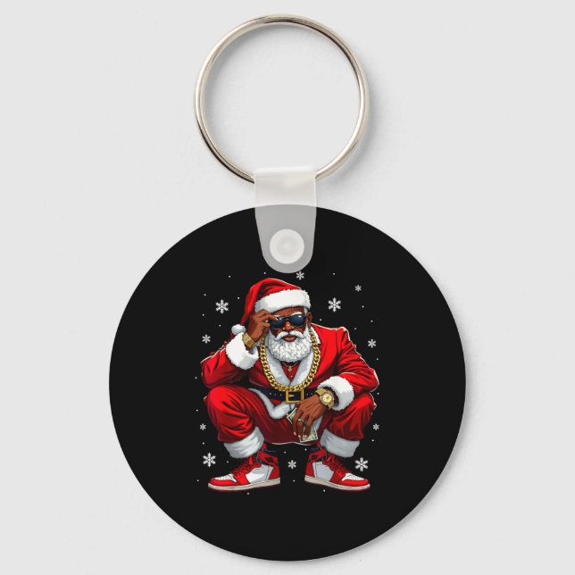 Chaveiro African American Santa Christmas Black Xmas Women  (Frente)