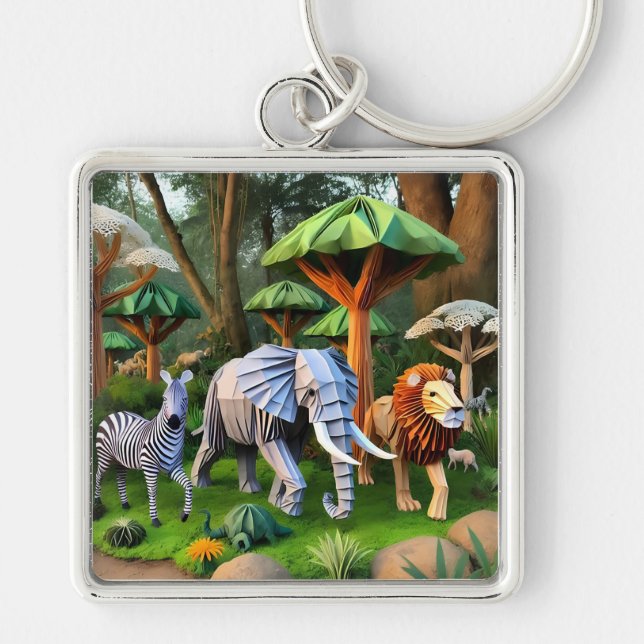 Chaveiro  African animals in origame (Frente)