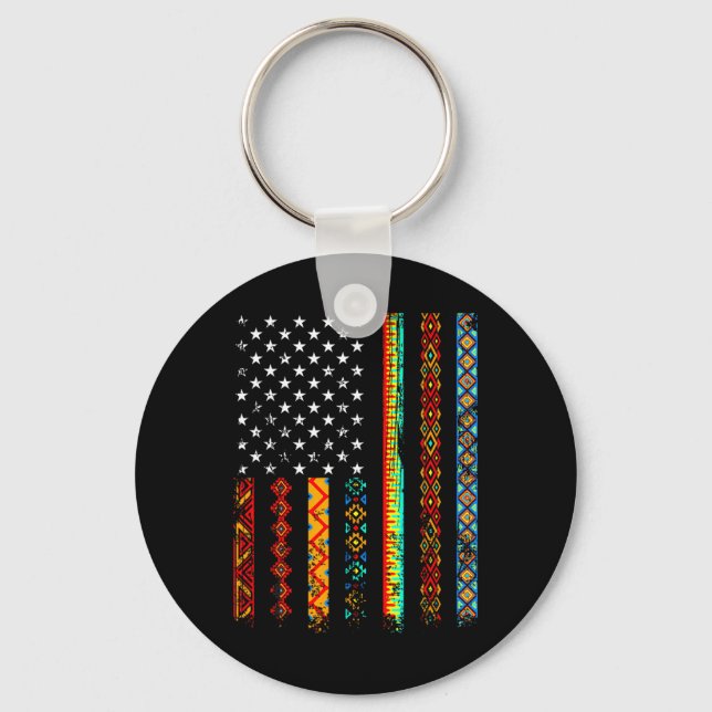 Chaveiro African Kente Cloth American Flag African Black Hi (Frente)