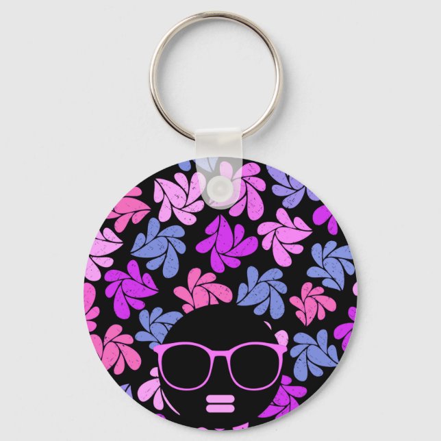 Chaveiro Afro Diva Rosa Lavanda Azul (Frente)