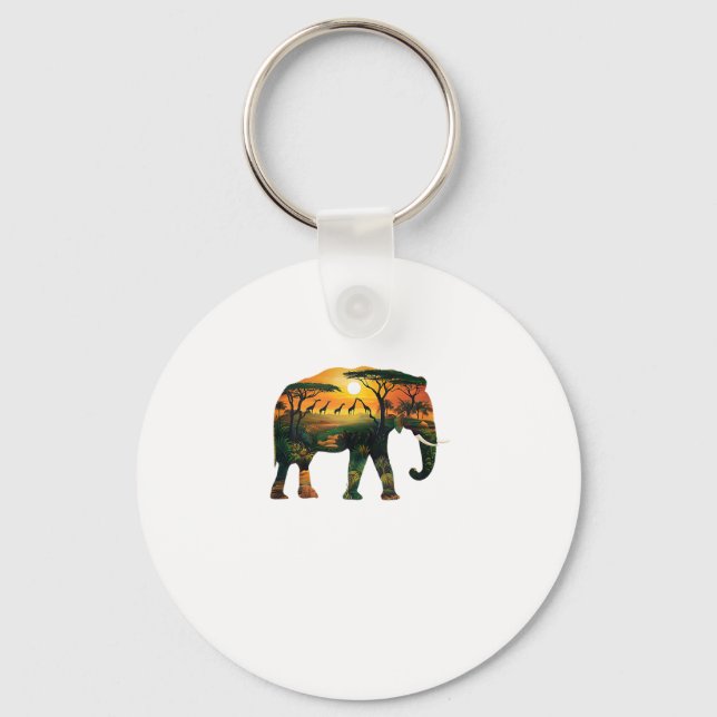 Chaveiro Afro-elefante Sunset Safari Natureza Amadurece Cam (Frente)