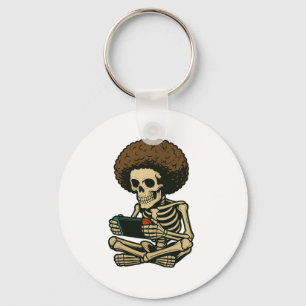 Chaveiro Afro Gamer Skeleton Jogando Vídeo Jogo Retro Engra