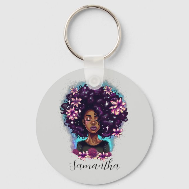 Chaveiro Afro-Mulher Floral (Frente)