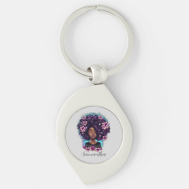 Chaveiro Afro-Mulher Floral (Frente)