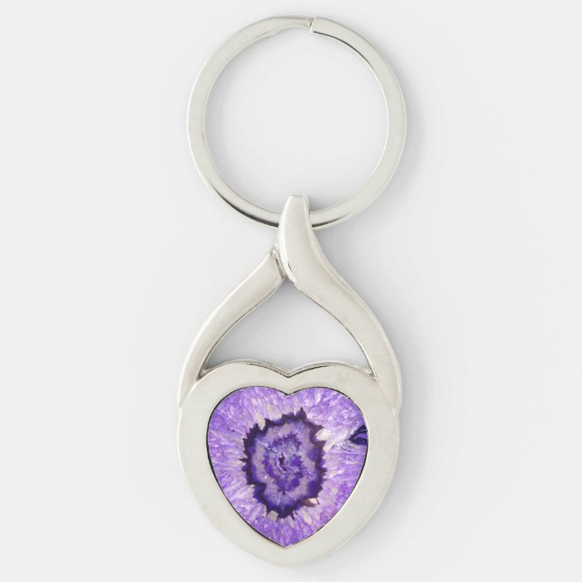 Chaveiro Ágata roxa Geode de Falln (Frente)