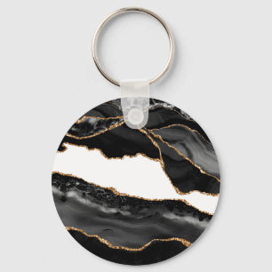 Chaveiro Agate Marbado Faux Na moda, pedra de luxo Dourado