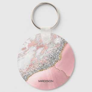 Chaveiro Agato de mármore rosa