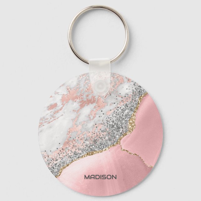 Chaveiro Agato de mármore rosa (Frente)