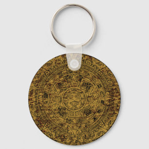 Chaveiro Aged Aztec Sun Stone Calendar