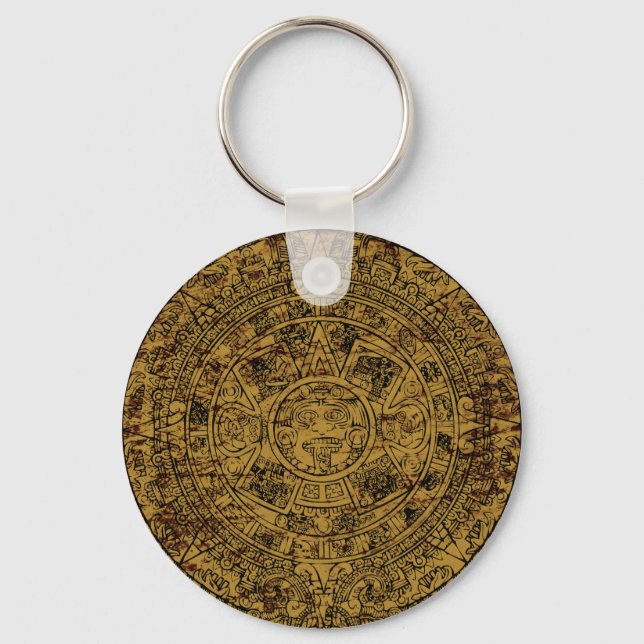 Chaveiro Aged Aztec Sun Stone Calendar (Frente)