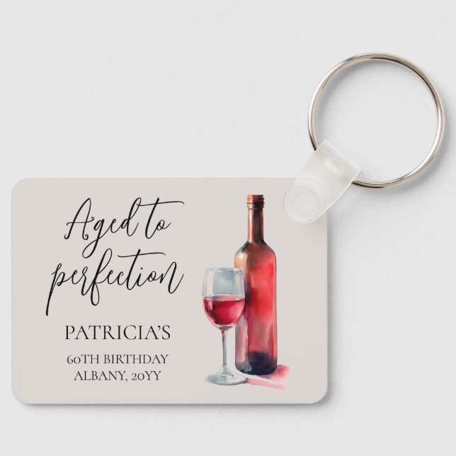 Chaveiro Aged to Perfection Red Wine 60th Birthday Party (Frente)