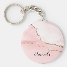 Chaveiro Agite de Blush Rosa com Elegante de Fita Dourada