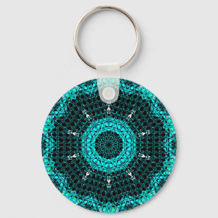 Chaveiro Água-marinha de vidro do mosaico do efeito