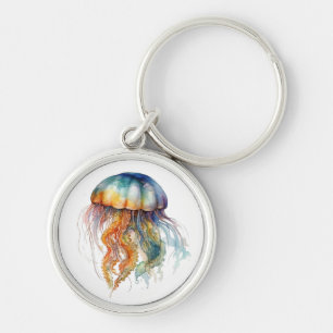 Chaveiro Água-viva Marés Arco-íris: Arte em Aquarela