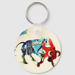 Chaveiro Aguarela do amor das viagens vintage de Bull da