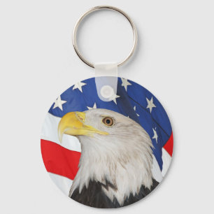 Chaveiro Águia americana patriótica e bandeira americana