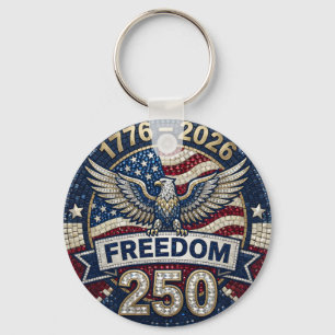 Chaveiro Águia Careca EUA 250 Bandeira Patriótica Rhineston