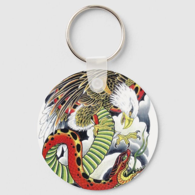 Chaveiro Águia e Cobra, Design de tatuagem japonesa (Frente)