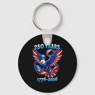 Chaveiro Águia patriótica e bandeira 250 anos 1776-2026 4º