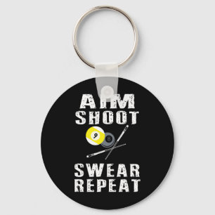 Chaveiro Aim Shoot Swear Repetir Piscina Engraçada Bilhar 8