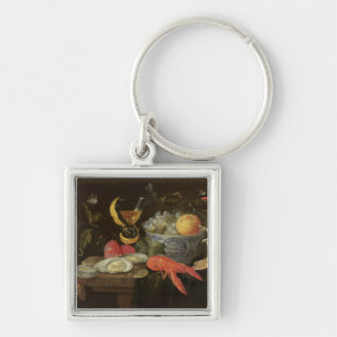 Chaveiro Ainda vida com fruta e marisco, 1653 (óleo sobre