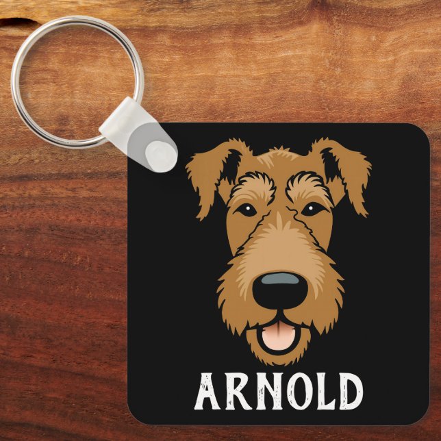 Chaveiro Airedale Terrier Custom Dog Name Personalizado (Frente)