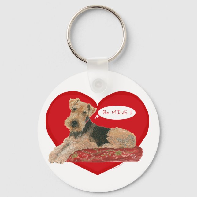 Chaveiro Airedale Terrier no Dia dos Namorados (Frente)