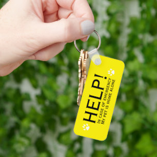 Chaveiro Ajudar o pet home sozinho contato de emergência pe