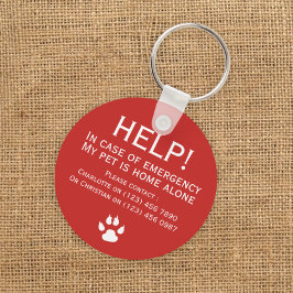 Chaveiro Ajudar o pet home sozinho contato de emergência pe