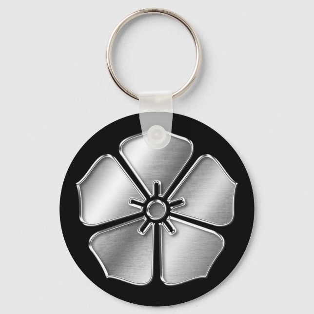 Chaveiro Akechi Clan Kamon Silver Chrome (Frente)