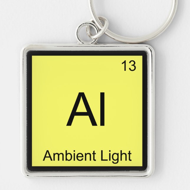 Chaveiro Al - Luz Ambiente Símbolo de Elemento de Química D (Frente)