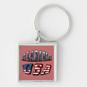 Chaveiro Alabama Picture e USA Flag Font