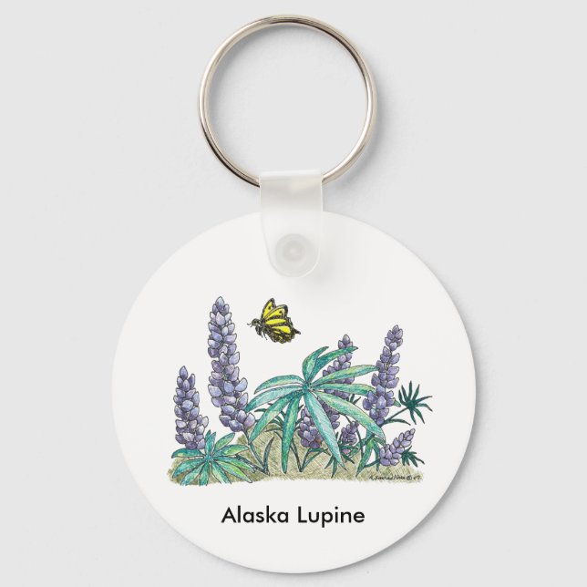 Chaveiro Alaska Lupine Watercolor (Frente)
