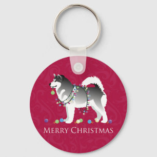 Chaveiro Alaskan Malamute Dog Felry Design de Natal