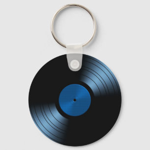 Chaveiro Álbum gravado retro de vinil no azul