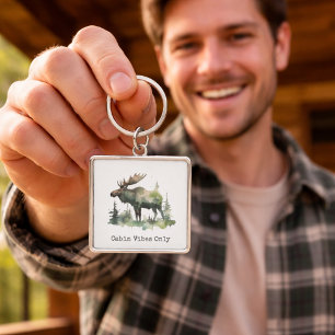 Chaveiro Alce Aquarela Rústica Arte Florestal Cabana Person