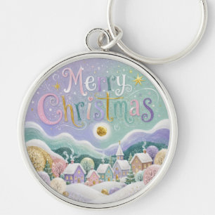 Chaveiro Aldeia de Inverno com Pastel de Natal Casas de Nev