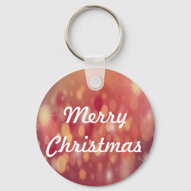 Chaveiro alegre pano de fundo vermelho de natal (Frente)