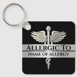 Chaveiro Alerta de alergia DIY alérgico a SILVER caduceus