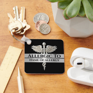 Chaveiro Alerta de alergia DIY alérgico a SILVER caduceus