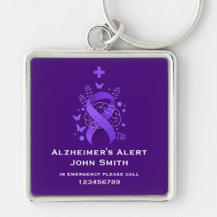 Chaveiro Alerta de Doença de Alzheimer Roxo