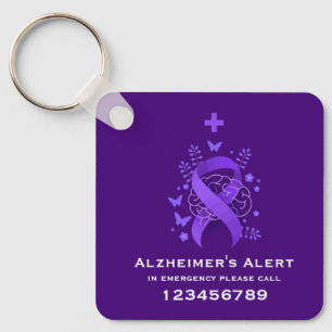 Chaveiro Alerta de Doença de Alzheimer Roxo