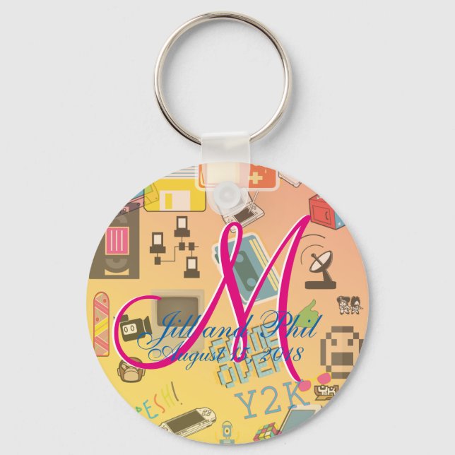 Chaveiro Alerta de Nerd de Jogador de Vídeo Retroativo (Frente)