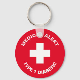 Chaveiro Alerta Médico Personalizado Vermelho Diabético