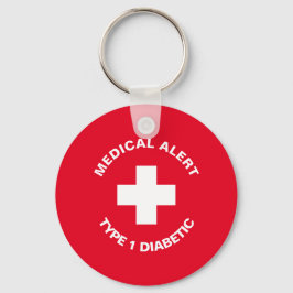 Chaveiro Alerta Médico Personalizado Vermelho Diabético