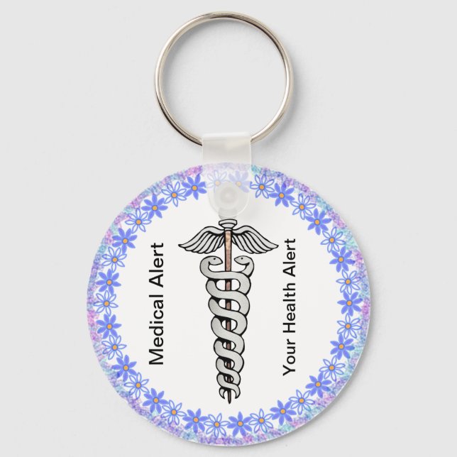 Chaveiro Alerta Médico Personalizável do Caduceus (Frente)